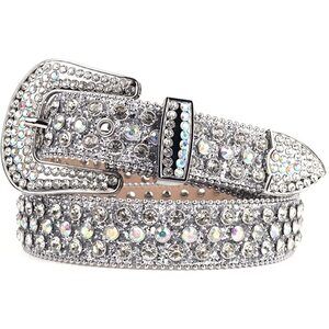7275 Studded Rhinestone Belts Men Women Fashionable Sparkly Diamond Belt